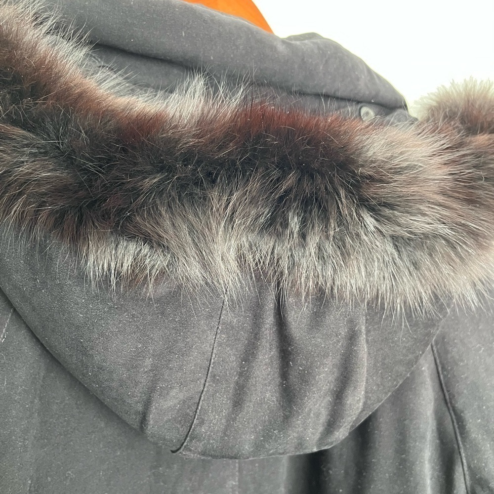 Vintage Black Parka Real Fox Fur Hood Winter Coat Women’s M - Picture 8 of 9